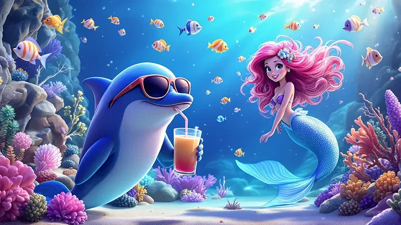 Ilustrasi permainan tembak ikan dengan sasaran di layar